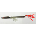 0100300 ПИЛЬКЕР (ПУНДА) ДЛЯ ЛОВЛИ С АТРАКТАНТОМ. Двухчастный, полиров. нерж.сталь. Вес 600 г. Два крючка 10/0 и 8/0. Привлекающие элементы - светонакопительные наклейки, октопусы.